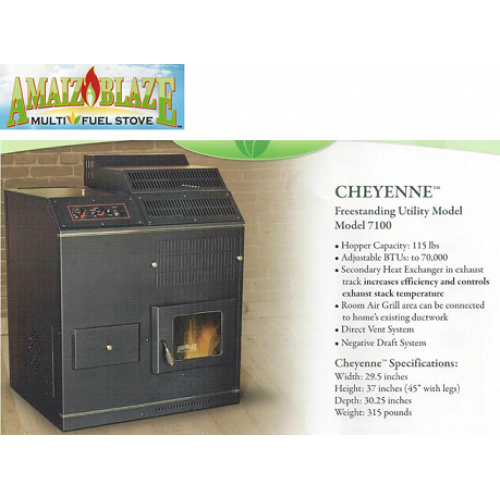 Amaizablaze 7100 CHEYENNE DELUXE FREESTANDING MULTIFUEL MODEL